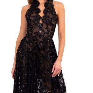 {Helsi} Sophia Embroidered Halter Midi Dress with Pleated Skirt, Size 6,  NWT